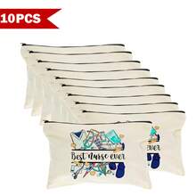 1 Peça / 5 Peças / 10 Peças Bolsa de Lona com Tema de Enfermeira, Bolsa com Zíper, Bolsa de Kit de Sobrevivência, Bolsa Medicinal, Impressão de Padrão de Letra/Flor/Onça/Coração/Arco-íris, Bolsa Divertida para Maquiagem, Bolsa de Toucador Portátil para Viagem, Organizador de Maquiagem, Bolsa Cosmética, Bolsa de Higiene, Coleção de Banheiro, Coleção de Quarto, Grande Capacidade