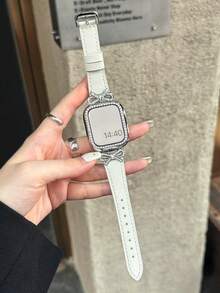 1件裝女款優雅金屬蝴蝶結水鑽夏季透氣舒適手錶錶帶，適用 38/40/41/44/45/49/42/46mm S11/SE3/Ultra3/Ultra/SE/SE2/10/9/8/7/6/5/4/3/2/1 - 白色 銀扣 - 查看 8