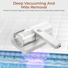 Wireless Bed Vacuum Cleaner, 12Kpa Handheld Strong Suction Cold Light Deep Mattress Vacuum Cleaner With HEPA Effectively Clean Up For Pillows Sheets Mattresses Sofas And Other Fabric Face - White - View 10