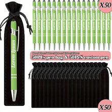 1/2/6/12/24/50支装定制奢华柔软触感圆形圆珠笔，配黑色笔盒 - 个性化书写工具，适合印制姓名和公司网站，是送给男士、周年纪念日、圣诞节、生日、毕业季的完美礼物。 - 彩色 - 查看 7