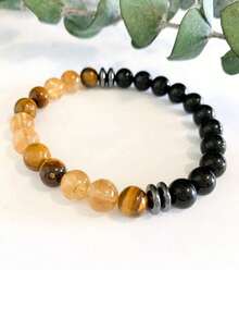 YAUKIA 8mm Fashion Citrine Wealth Bangles Bracelets , Tiger Eye'S ,Brings Abundance , Strength , Good Luck , Summer Jewelry Gifts For Women Men Daily Wear - Multicolor - View 5