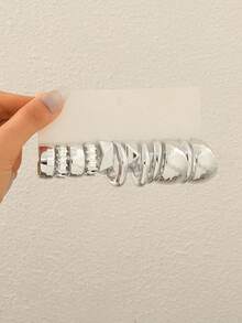 12 pièces Boucles d'oreilles géométriques acryliques exagérées personnalisées, boucles d'oreilles créatives en forme de cercle et de goutte d'eau - Argent - Voir 20