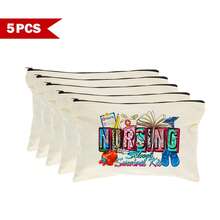 1/5/10个装圣诞节和新年护士节必备主题化妆包，多功能洗漱包，收纳袋，礼品袋，笔袋，零食糖果袋，礼品包装袋，护理学校学生用品整理包，多种尺寸可选，女士礼物，圣诞礼物，女士送礼佳品 - 米色 - 查看 42