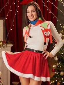 1 pieza Bufanda de mujer con diseño lindo de zorro, para niños y niñas, de poliéster suave