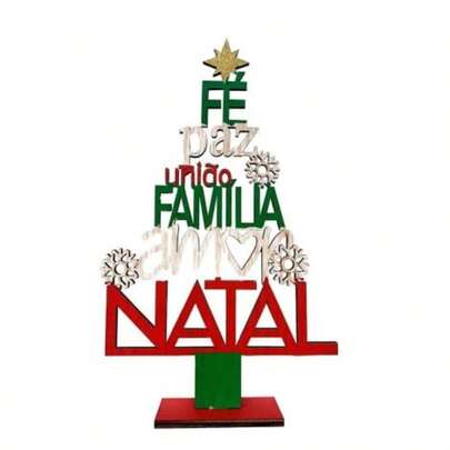 Enfeite De Mesa Placa Com Palavras Natal Decoração