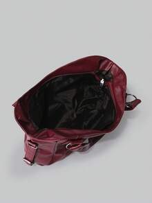 DareSee 1 chiếc túi xách cỡ lớn kiểu cổ điển, túi đeo vai bằng da PU kiểu cổ điển, túi tote và ví nữ thời trang, túi lớn mới thời trang dành cho nữ, túi tote mới về làm quà tặng cho nữ dịp lễ hội âm nhạc. - Màu Đỏ Sâu - Xem 5