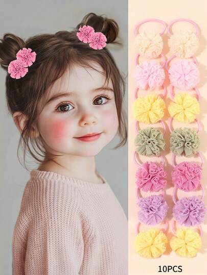 12 قطعة ربطات شعر كيوت بكرات الشعر الملونة للبنات، أشرطة شعر مطاطية لحمل الذيل للأطفال والرضع، إكسسوارات شعر يومية