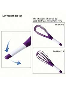 1pc-Twist Whisk, 2-In-1 Collapsible Balloon And Flat Whisk, Kitchen Gadgets, Kitchen Stuff, Kitchen Accessories, Home Kitchen Items - Multicolor - View 4