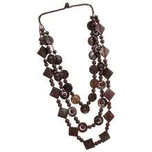 SEWACC Bohemian Shell Necklace Wood Beads Chunky Layered Necklace Handmade Long Beaded Necklace For Women - Màu nâu - Xem 8