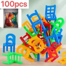 Kids Stacking Chairs, Stacking Balance Stools, Family Gathering Interactive Game, Color Identification - Multicolor - View 10