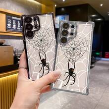 Patrón de telaraña adecuado para funda de teléfono Galaxy S25 Ultra/S24 Plus/S23 FE/S22/Note 20 Ultra/10, transparente, linda, a prueba de golpes, portátil, diseño de airbag de cuatro esquinas anti-caída, funda protectora suave de alta calidad unisex, funda de teléfono transparente, funda suave, funda de teléfono linda y transparente, diseño de esquinas reforzadas, material de funda suave, usuarios de teléfonos Galaxy, accesorios de teléfono unisex - Colores mixtos - Ver 9