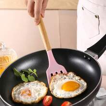 12-Piece Silicone Kitchen Utensil Set With Wooden Handles, Simple Kitchen-Style Cooking Tools With Storage Bucket, Colorful Kitchen Utensil Set In A Box, Multifunctional Spatula And Spoon Combination, Gift Recommendation For The Winter Kitchen - 粉色 - 查看 2
