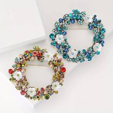 Colorful Zinc Alloy Plum Blossom Brooch, Inlaid With Colored Stones, Elegant Floral Design Fashion Accessory, Perfect Gift For Friends, Flower Ornament - MM-BR-4225-MX - Xem 10