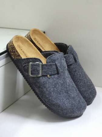 Zuecos de madera con cierre para hombres, pantuflas casuales de madera suave tipo mula, con punta cerrada, adecuados para la oficina, el hogar, otoño/invierno