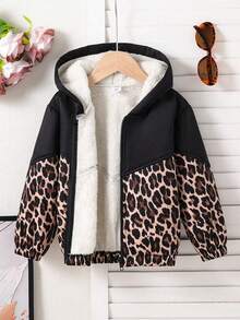 Toddler Leopard Print Warm Hooded Jacket