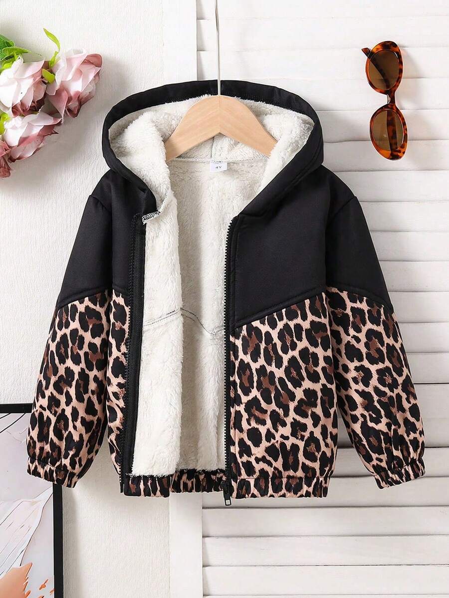 Toddler Leopard Print Warm Hooded Jacket
