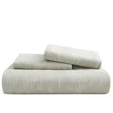 3-Piece Linen Cotton Blend Duvet Cover Set, Jacquard Pattern Twin Queen King With Pillow Shams, Corner Ties, Zipper Closure - Lưới màu be - Xem 6