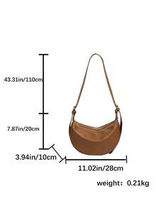 1pc Women's Leather Dumpling Shaped PU Leather Shoulder Saddle Bag, Solid Color, Adjustable Strap, Suitable For Daily Commute