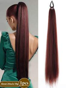 1 Pc Purple 28inch DIY Braided Hair With Elastic Elastic Band Wig Women's Hair Extensions Pink Purple Gradient Braided Ponytail Synthetic Material For Women Halloween Girls Hair (Purple, Pink, Black, Dark Brown,Brown) - Multicolor - View 13