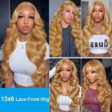 Honey Blonde Wig Human Hair 200 Density Body Wave 13x6  Transparent Lace Front Color Wigs Human Hair Pre Plucked With Baby Hair #27 Honey Blonde Lace Frontal Wigs For Women Glueless Wig 22-30 Inch - #27 - 查看 6