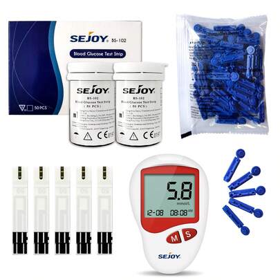 sejoy 50 Kit Blood Glucose Monitor Diabete Blood Sugar Test 50 Test Strip Lancet