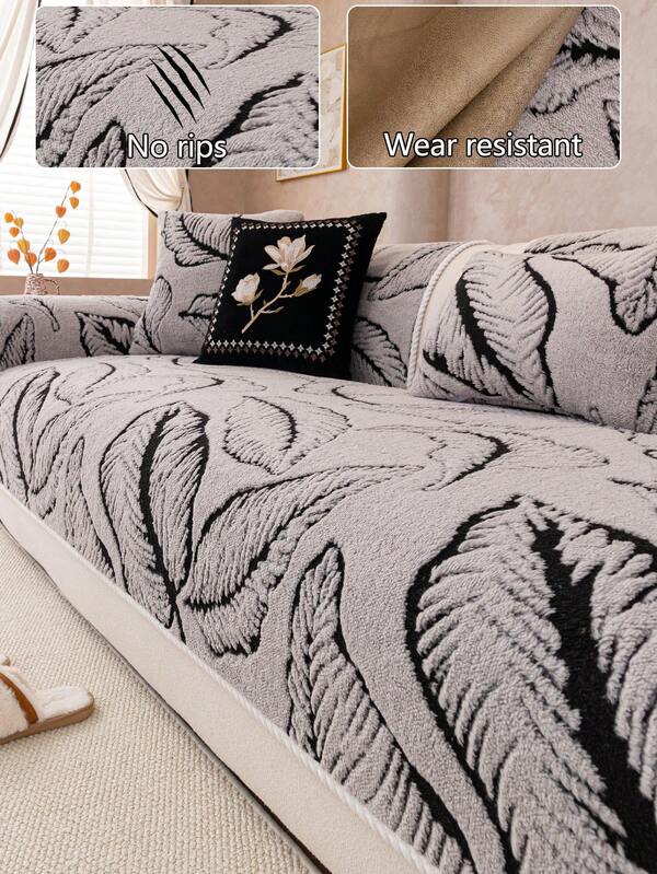 1pc Thick Plush Sofa Cushion Cover, Modern Minimalist Anti-Slip Warm Sofa Seat Pad, Dust-Proof Washable Sofa Slipcover, Light Gray Fashion Soft Non-Fading Non-Shedding Bedroom Decor Pet-Friendly Protector, Adjustable For Corner Sofa, Suitable For Bedroom, Office, Living Room Combination Furniture, L-Shaped Sofa And 1/2/3/4-Seat Sofa