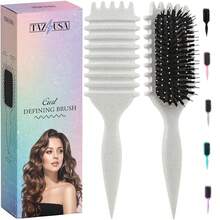 Curl Defining Brush, Curly Hair Brush For Styling, Shaping, Detangling & Defining Curls For Women And Men, Curl Brushes For Curly Hair Work On All Wet Or Dry Hair Types (Green) - Màu be - Xem 13