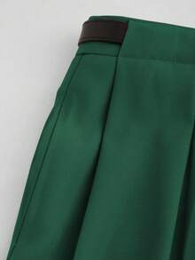 中腰纯色优雅直筒裤（配腰带）