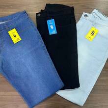 Kit 3 Jeans PLUS SIZE Black Medium Light Men's Laicra Slim Basic Casual Premium Direct From The Factory With Elastane - 中等水洗藍 - 查看 7