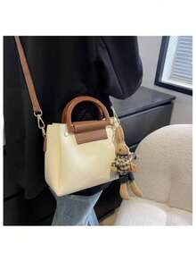 Modern and Versatile Crossbody Bag Portable Bucket Bag 2 Pieces # 8767 - Blanco - Ver 6