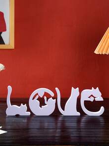 1pc Polystyrene LOVE Cat Letter Desktop Decor Ornament, Suitable For Product Display, Home Office, Valentine's Day, Holiday Celebration, Party Table Decoration
