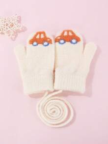 1双可爱卡通恐龙婴儿保暖露背手套，适合秋冬季 - 1pair 小汽車 - 查看 2