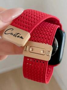 [Customized] Personalized Custom Name Y2k Cute Nylon Stripe Magnetic Breathable Strap Compatible With Watch Band Ultra S11 S1042mm 46mm 49 41 45 42 40 44mm Elasticity Band Compatible With Iwatch S11 10 9 8 SE 7 6 5 4 3 2 1 - A - View 8