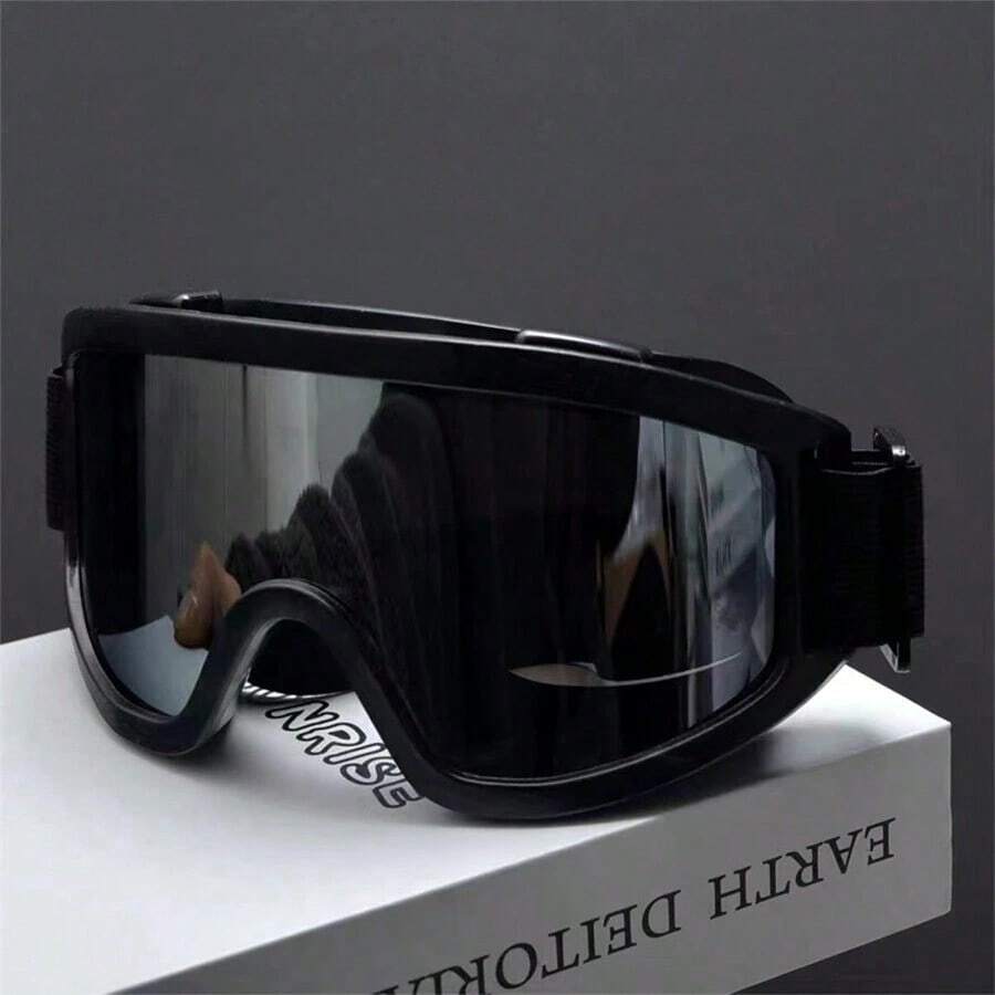 New Outdoor Sports Skiing Goggles, Adult Snow Windproof Goggles, Cold Proof Goggles, Skiing And Mountaineering Goggles, Unisex Motorcycle Riding Windproof And Anti Goggles, Outdoor Sports Snow - Khung đen/Tròng kính bạc - Xem 1