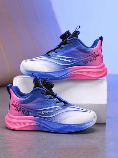 أحذية رياضية للأطفال بتدرج لوني، مصنوعة من شبكة تنفس مريحة ناعمة مانعة للانزلاق وذات مشبك دوار متين، زوج واحد مناسب للبنات الصغيرات الجميلات والأولاد الصغار الوسيمين للارتداء الرياضي اليومي