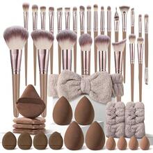 70Pcs Pink Brushes Set Professional Kit Multi - Functional Set With Case Accessories, Foundation Brush Kit Eye And Face Make Brushes Tools - Nâu 30K - Xem 1