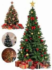 6ft Pre-Lit Artificial Christmas Tree - 650 Branch Tips With Foldable Metal Stand For Indoor/Outdoor Holiday Decor - màu xanh lá - Xem 1