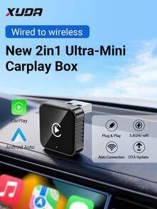 XUDA新款CarPlay AI Box迷你超级盒，支持有线转无线，具备无线CarPlay和安卓二合一功能，配备2.4-5.0GHz WiFi 5，适用于99%配备有线CarPlay和安卓功能的车辆。 - 銀黑 - 查看 12
