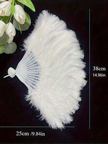 1 Piece Vintage Feather Hand Fan, Wedding Party Decor, Bridal Shower Gift, Bridal Gift, Photography Prop, 1920s Style Foldable Hand Fan, Suitable For Costumes, Dance, Tea Parties, Wedding Decoration - Multicolor - View 6