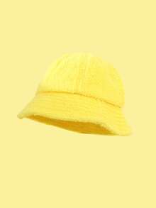 1pc Children's Lambswool Bucket Hat Fashion Solid Color Warm Basin Cap For Boys And Girls Ear Cap Thermal Lined Basin Cap - 1PC - View 9