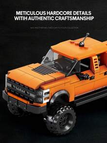 Reobrix 423PCS Pick-Up Truck Building Blocks Set, DIY Building Block, Adult Collectible Model Car Kit, Decor, ABS Material, SuperCar Themed, Movie-Inspired Decor, Suitable For Valentines Day, Christmas, Halloween And Birthday Gift - 亮橙色 - 查看 6