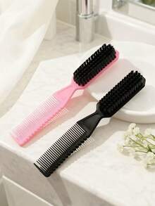 Zestaw szczotek dwustronnych 2 w 1, odpowiedni dla dzieci, zawiera szczotkę do włosów i delikatny grzebień, idealny do stylizacji włosów dziecka w domu