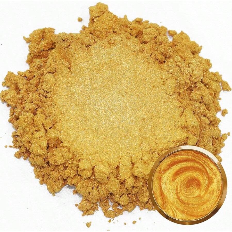 Matio Mica Powder, 1.8oz/ 50g White Pearlescent Effect Mica Powder Epoxy Resin Natural Color Pigment Soap Making, Bath, Candle Dye, Resin, Paint,Nails,Jewelry, Slime Pigment - Gold - 查看 1