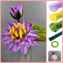 321 Stücke DIY Set zum Herstellen von Seerosen mit kompletter Farbauswahl, Chenilledraht für Hochzeiten, Heimdekoration, Valentinstag Sträuße, komplettes Bastelset für DIY Anfänger (DIY Set zum Herstellen von Seerosen)