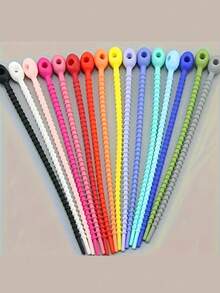 10个可调节可重复使用硅胶扎带 - 防滑多用途扎带，用于电缆管理、购物袋密封和整理 - 高品质耐用塑料收纳盒，颜色多样（粉色、蓝色、绿色、黄色、橙色、紫色、黑色、白色、灰色、棕色），适合家居整理，色彩鲜艳，材质柔韧，是家庭和办公室使用的理想之选。 - 彩色 - 查看 1