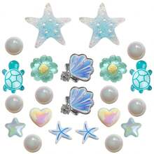 22 chiếc kẹp giày trang trí hình rùa xanh, sao biển xanh DIY, có thể tháo rời cho dép xăng đan, dép lê, giày làm vườn, giày đi biển - Bộ Rùa Xanh - 22 con - Xem 10