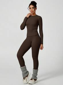 NcmRyu 1 Set Damen Einfarbiges Lässiges Sportset