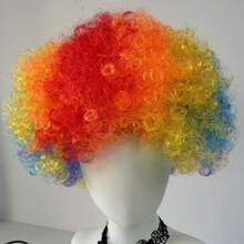 小丑假发 爆炸头假发 短发 趣味假发 带刘海 女士假发 角色扮演 金色假发 粉色合成假发 派对 圣诞节 万圣节