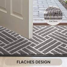 Sour Lemon 1 Piece Durable European Minimalist Doormat - Indoor/Outdoor Mat Doormat, Non-Slip & Washable Dirt Trapper Mat, Highly Absorbent Doormat For Entrance & Front Door, Dog, Kitchen, Patio, Hallway, Garden - Gray Lines - View 5