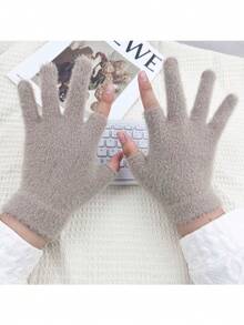 1 par de guantes tejidos cómodos y cálidos, guantes sin dedos unisex para otoño/invierno - Guantes de mezcla de lana compatibles con pantalla táctil, suaves y transpirables - Lavables a máquina, adecuados para hombres y mujeres - Multicolor - Ver 7